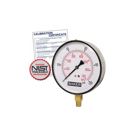 Baker Instruments 421AVND-160 Pressure Gauge, 0-160 PSI,  421AVND-160-NIST